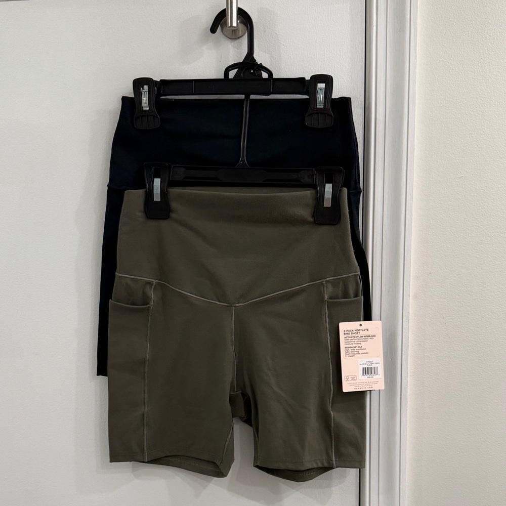 Danskin 2-Pack Motivate Bike Shorts (Black Salt & Army Green) - Size Small / P/P - Picture 5 of 11